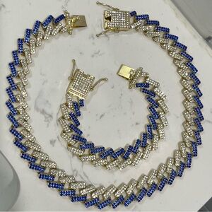 Bling Jewelry Blue and Gold Necklace